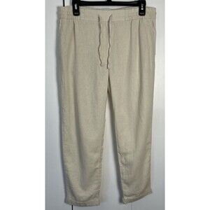 Old Navy Linen Blend Pull On Cream Color Ankle Pants Medium